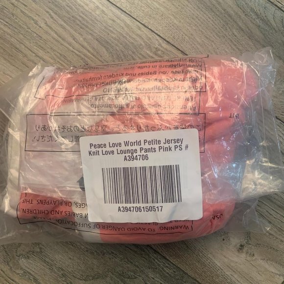 NWT PEACE LOVE WORLD JERSEY KNIT LOUNGE PANTS PINK PS (PETITE SMALL) - Picture 3 of 5